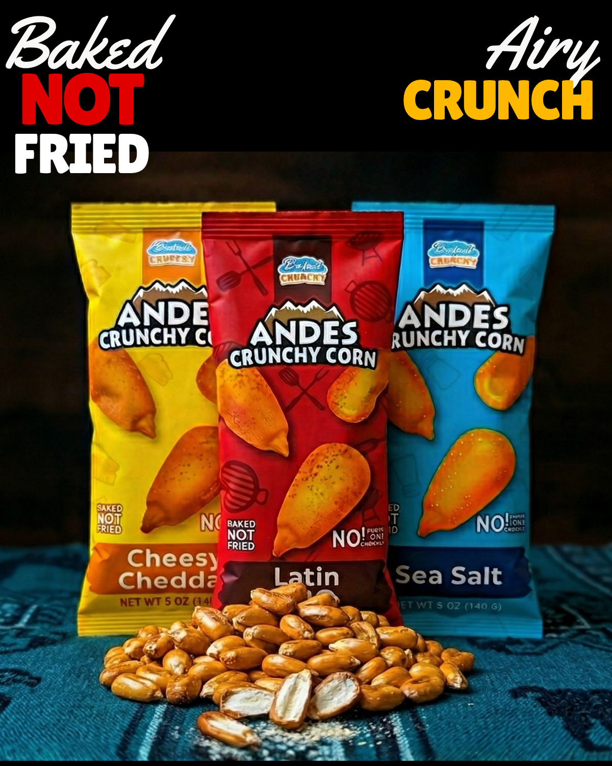 6 Bags + 3 Free Bags (9 Bags Total) Andean Airy Crunchy Corn Bundle  + FREE SHIPPING
